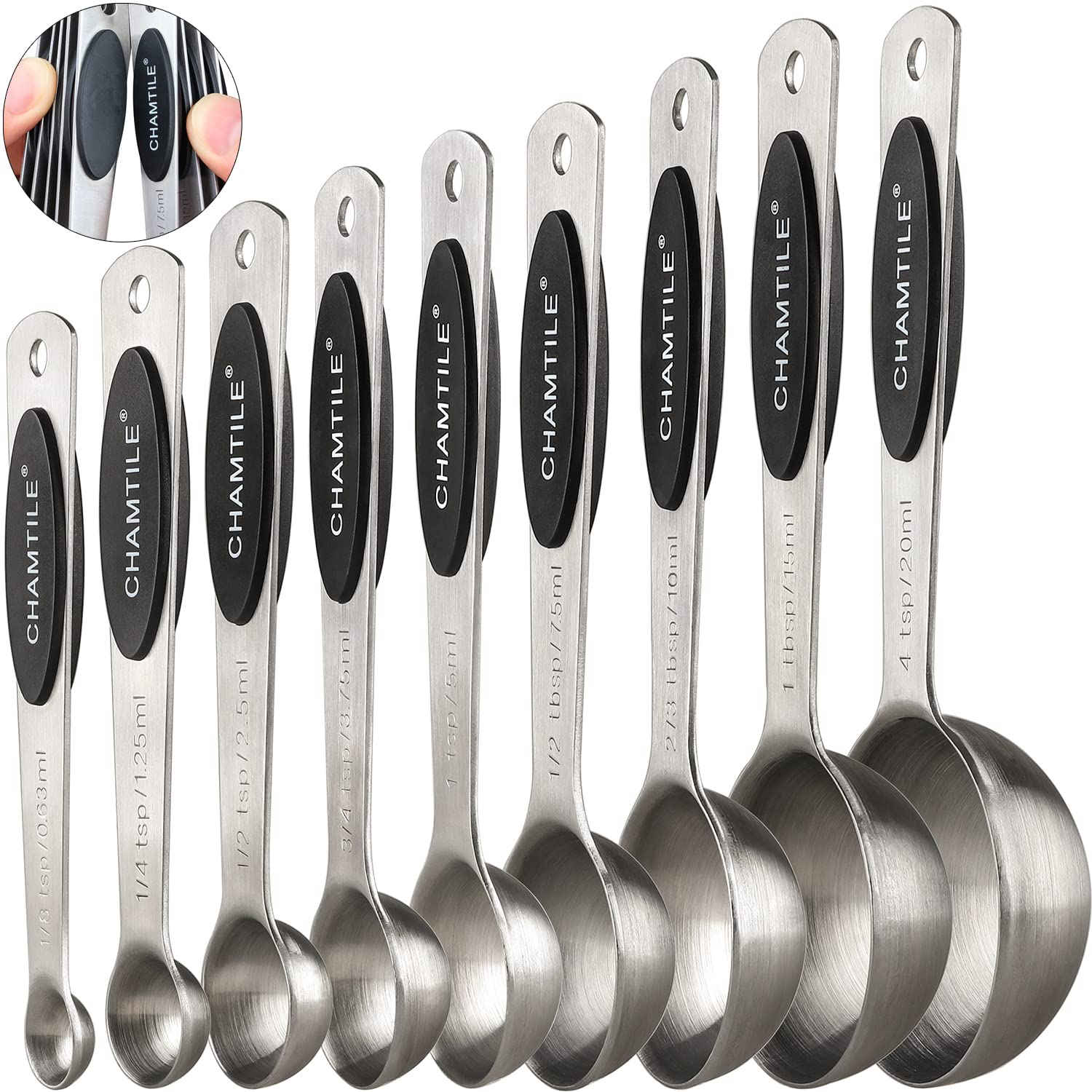 Magnetic Stainless Steel Measuring Cups Set Measuring Tools With Silicone Handle- Accurate and Durable Kitchen Tool