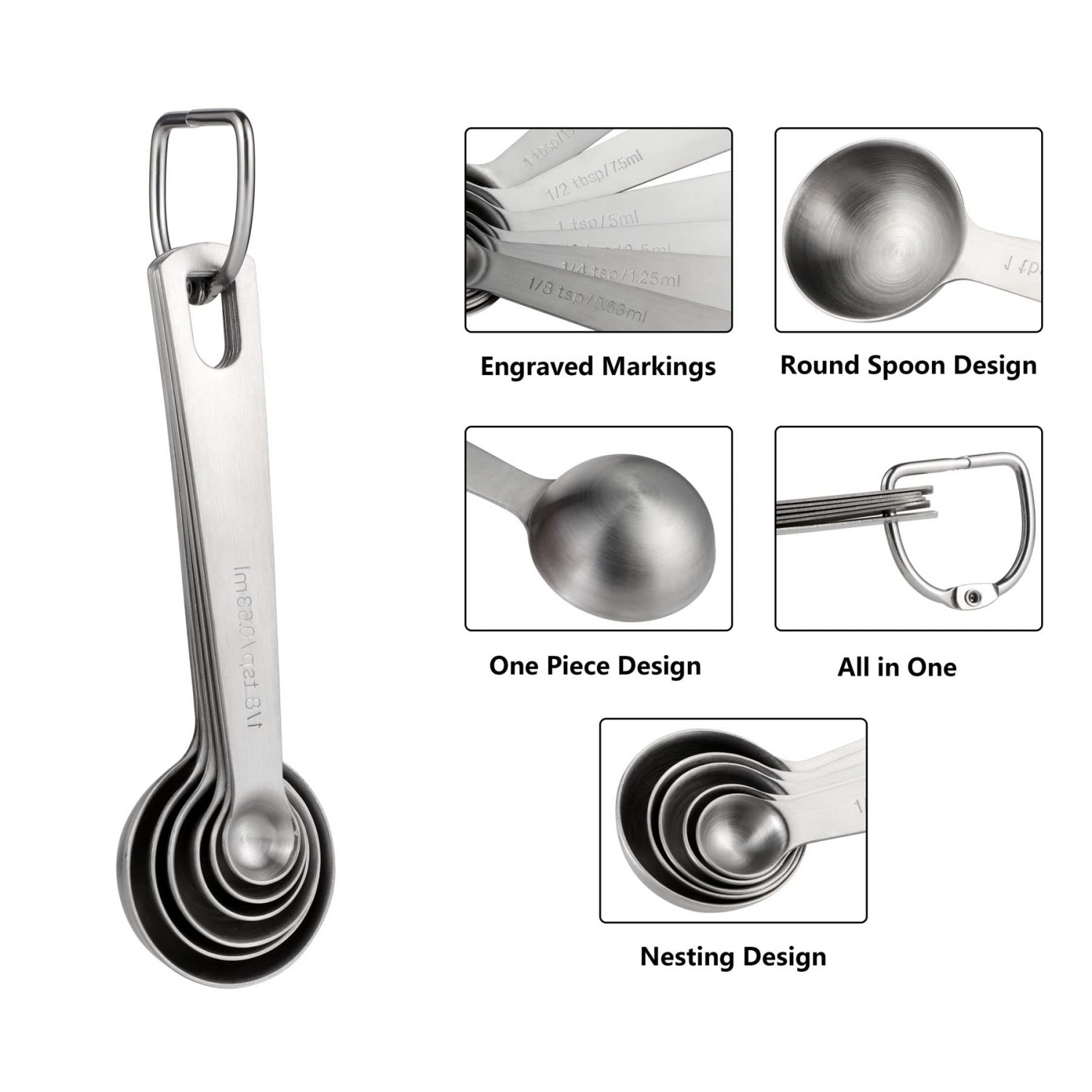 Custom Hot Sell 19 Piece Stainless Steel Measuring Cups and Spoons Set With Handle