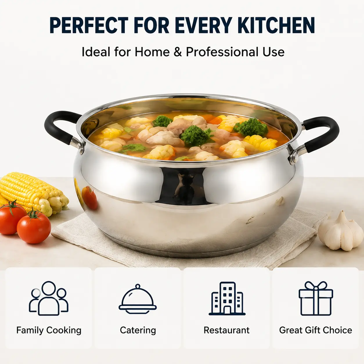 Factory Supply Stainless Steel Apple-Shaped Casserole Set With Stainless Steel + Silicone Handle and Lid Brazed Bottom Casserole