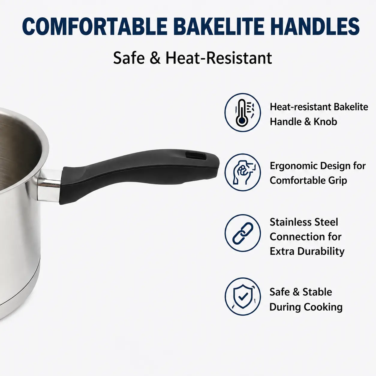 Factory New Arrival Stainless Steel Cookware Set with Bakelite Handle Cooking Pots Brazed Bottom Cookware Set Saucepan Casserole