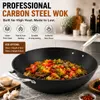 Factory New Arrival Design Seasoned Carbon Steel 30/35 Cm Wok Pan Naturally Non Stick Pans Skillets Induction Compatible
