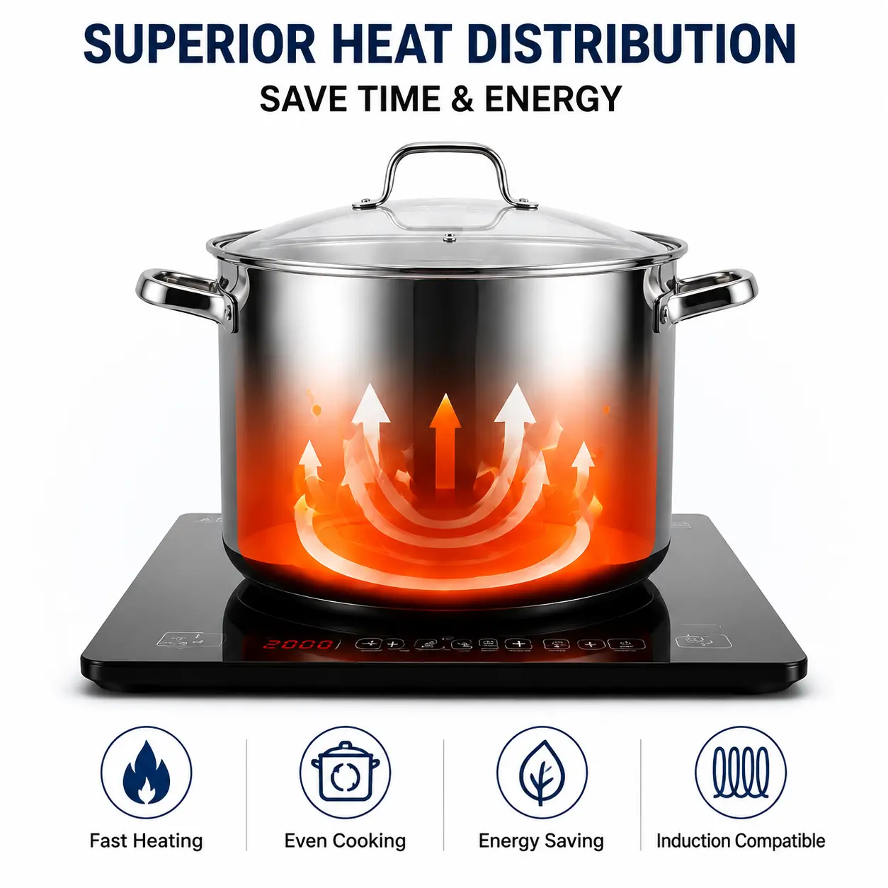 Factory Supply Stainless Steel Stockpot Set With Stainless Steel Handle & Glass Lid Brazed Bottom Stockpot Suitable All Cooktops