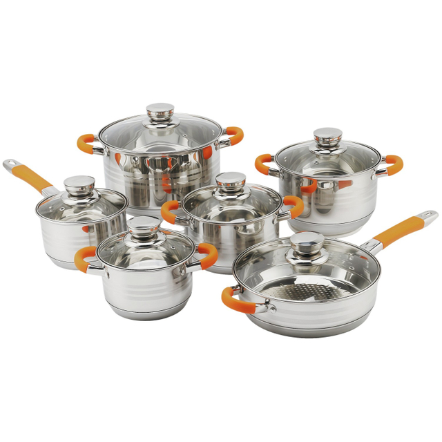 Factory New Arrival Multipurpose Wholesale Custom Kitchen Stainless Steel Cooking Pot Casserole Set Pot 12 Pieces Cookware Sets