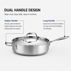 Factory New Arrival Multipurpose Tri-Ply Stainless Steel Saute Pan with Stainless Steel Cover And Helper Handle Deep Saute Pan