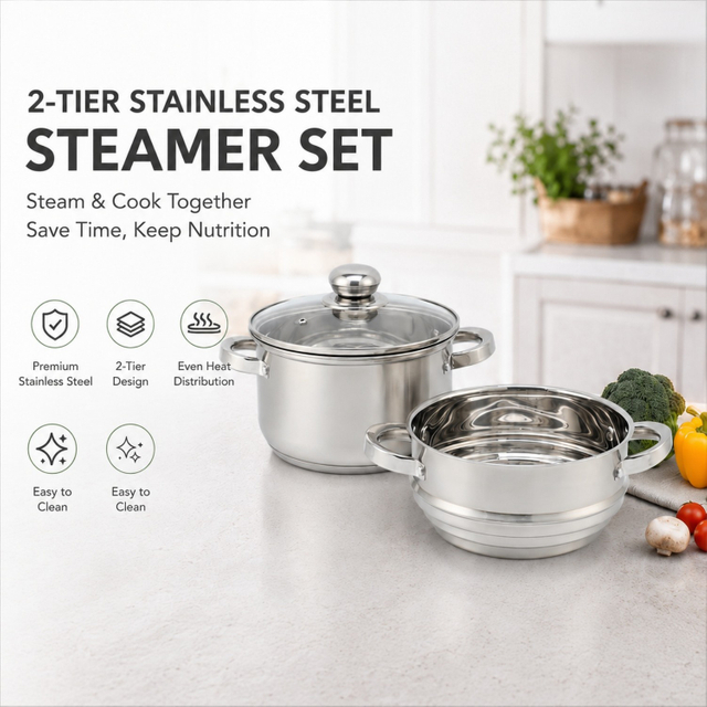 New Factory Custom Kitchen Stainless Steel Soup Steamer Pot Set With Glass Lid Stainless Steel Cooking Pot Set Cookware Sets