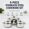 2026 Factory New Arrival Multipurpose Wholesale Custom Kitchen Stainless Steel Cooking Pot Casserole Set Pot 6 Pieces Cookware Sets