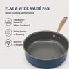Factory New Arrival Multipurpose Tri-Ply Stainless Steel Saute Pan with Cover and Golden Handle Ceramic Nonstick Deep Saute Pan