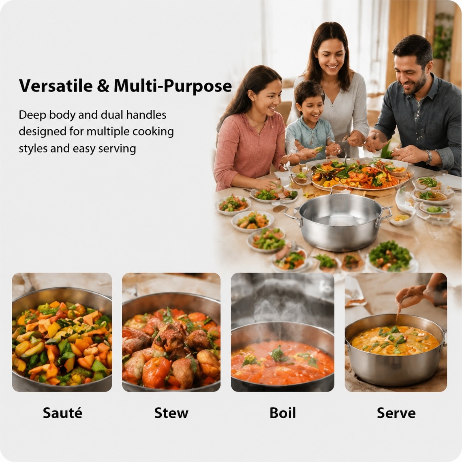 Hot Sale Factory Supply Stainless Steel Pots Cookware Set With Handle And Lid Brazed Bottom Cookware Set Dutch Oven Casserole