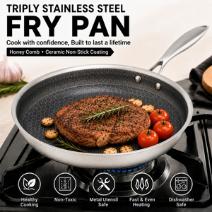 Hot Sale Factory New Arrival Custom Ceramic Non-stick Triply Stainless Steel Fry Pan Skillets Cookware Set Honeycomb Frying Pan